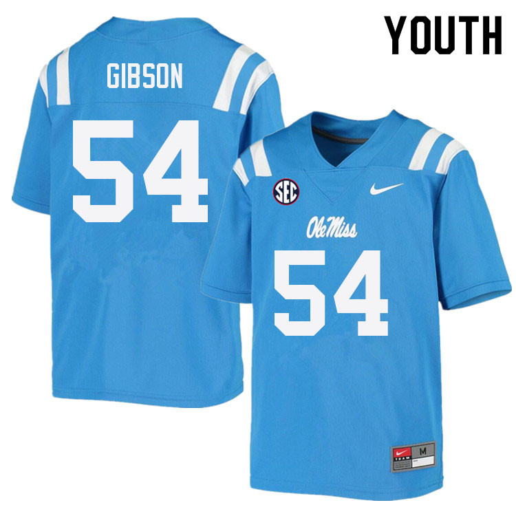 Youth #54 Carter Gibson Ole Miss Rebels College Football Jerseys Sale-Power Blue